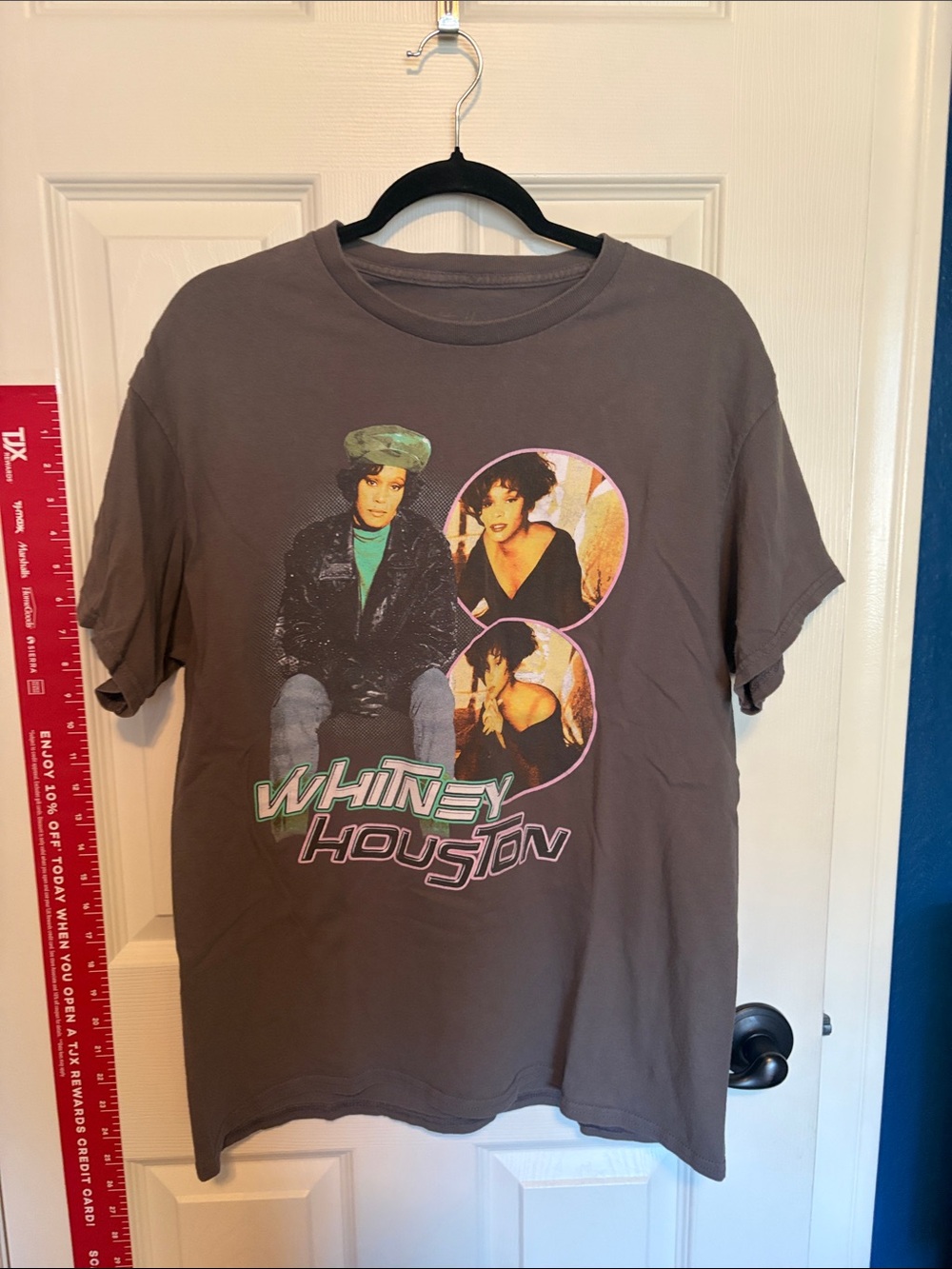 Charcoal Whitney Houston Graphic Tee - Unbranded Retro Short Sleeve
